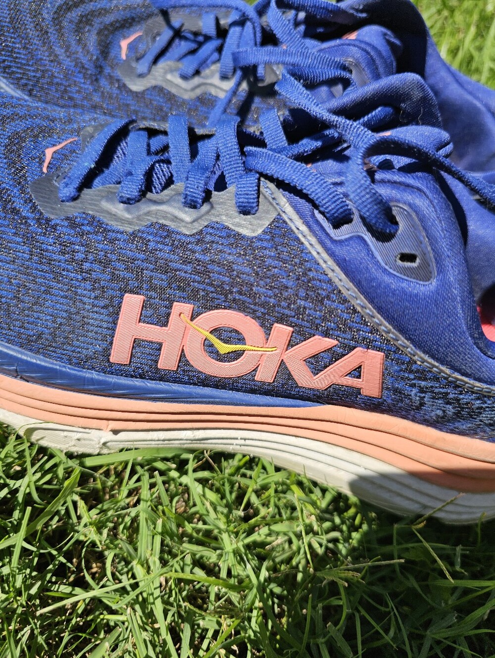 Hoka One One Gaviota Ladies Size 9 Running Shoes Blue Peach Very Good Condition
